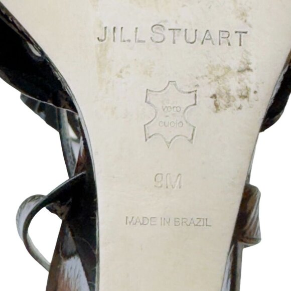 JILL STUART Women's Shoes Black Heels Strap Closure Patent Leather Suede Size M - Picture 11 of 12